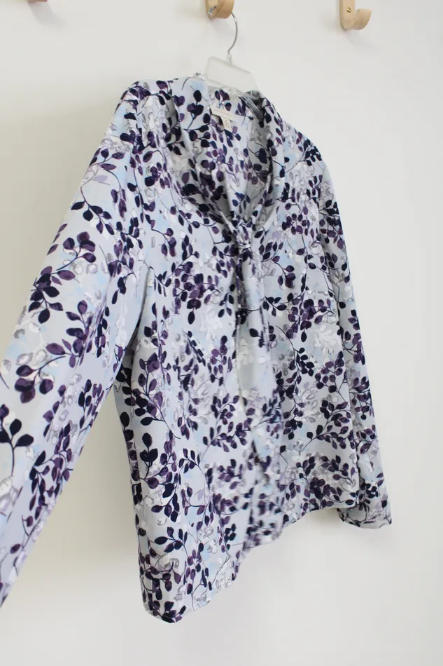 Appleseeds Rings Appleseeds Purple Floral Chiffon Blouse 18