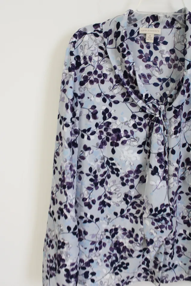 Appleseeds Rings Appleseeds Purple Floral Chiffon Blouse 18