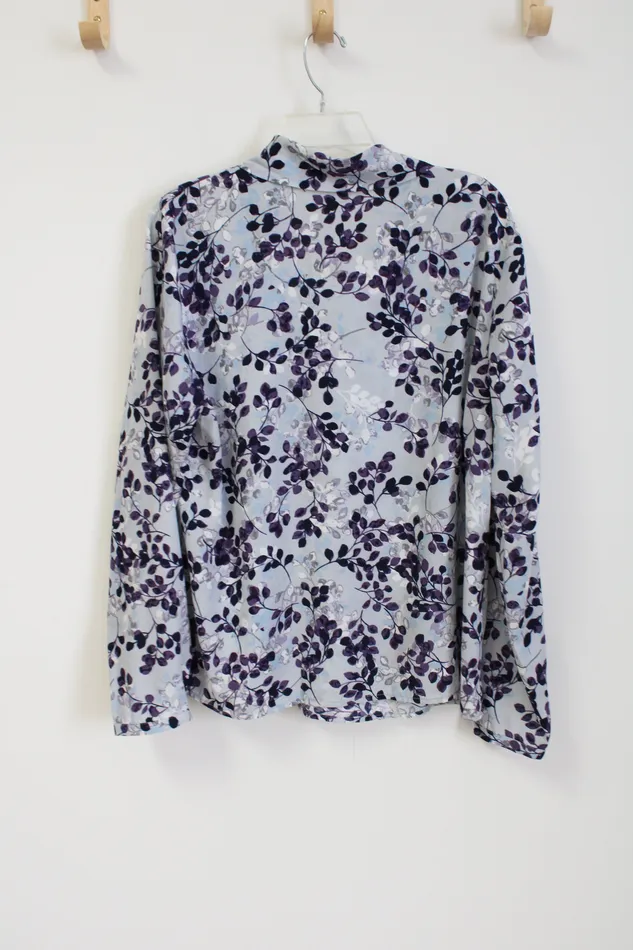 Appleseeds Rings Appleseeds Purple Floral Chiffon Blouse 18