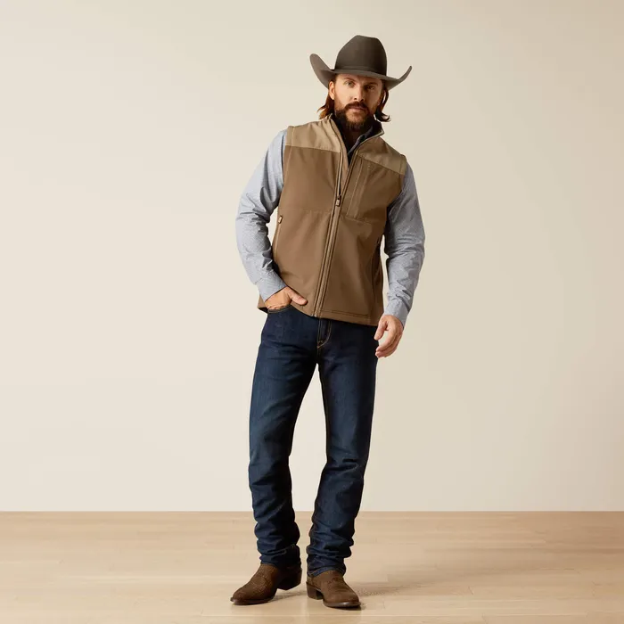 ARIAT MENS CLOTHING Earrings ARIAT MENS WYATT SOFTSHELL VEST MAJOR BROWNBRINDLE