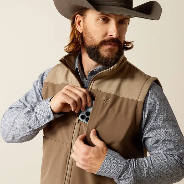 ARIAT MENS CLOTHING Earrings ARIAT MENS WYATT SOFTSHELL VEST MAJOR BROWNBRINDLE