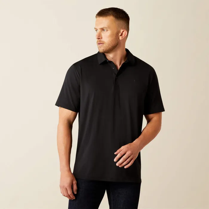 ARIAT MENS CLOTHING Rings ARIAT MENS 360 AIRFLOW SHORT SLEEVE POLO BLACK