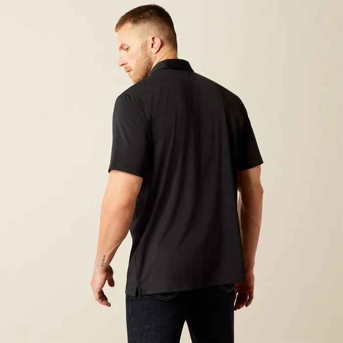ARIAT MENS CLOTHING Rings ARIAT MENS 360 AIRFLOW SHORT SLEEVE POLO BLACK