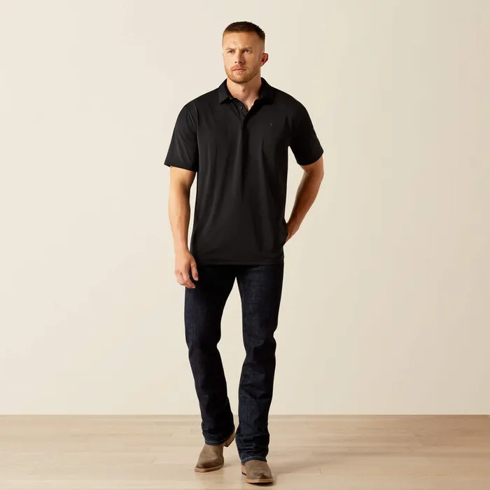 ARIAT MENS CLOTHING Rings ARIAT MENS 360 AIRFLOW SHORT SLEEVE POLO BLACK