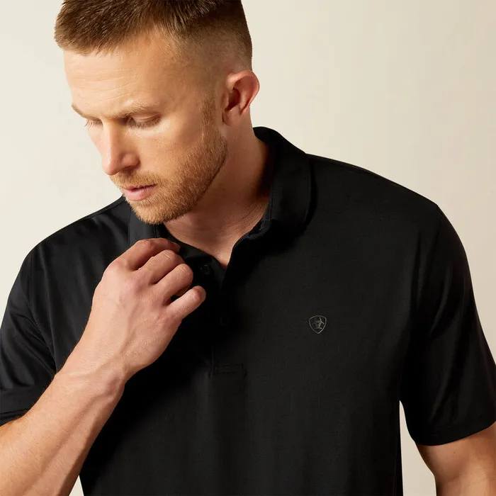 ARIAT MENS CLOTHING Rings ARIAT MENS 360 AIRFLOW SHORT SLEEVE POLO BLACK