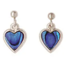 ARIKINEWZEALAND Earrings Ariki Paua Shell Palladium Heart Dangle Earrings