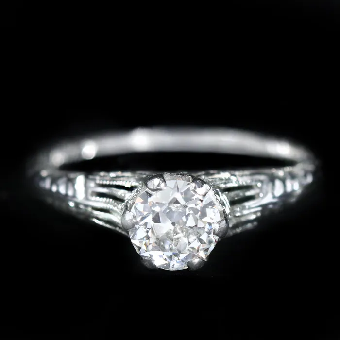 Art Deco 060 Carat Old European Cut Diamond Engagement Ring Circa 1924 K Goldschmidt Rings