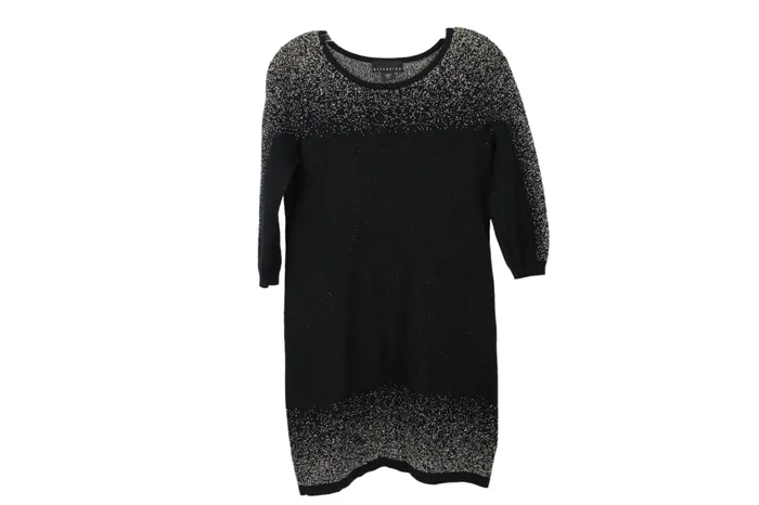 Attention Black Gold Knit Sweater Dress M Attention Rings