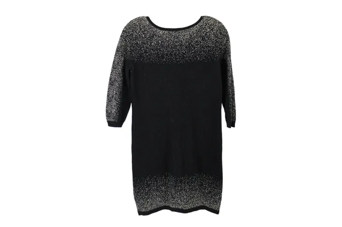 Attention Black Gold Knit Sweater Dress M Attention Rings