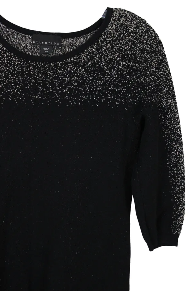 Attention Black Gold Knit Sweater Dress M Attention Rings