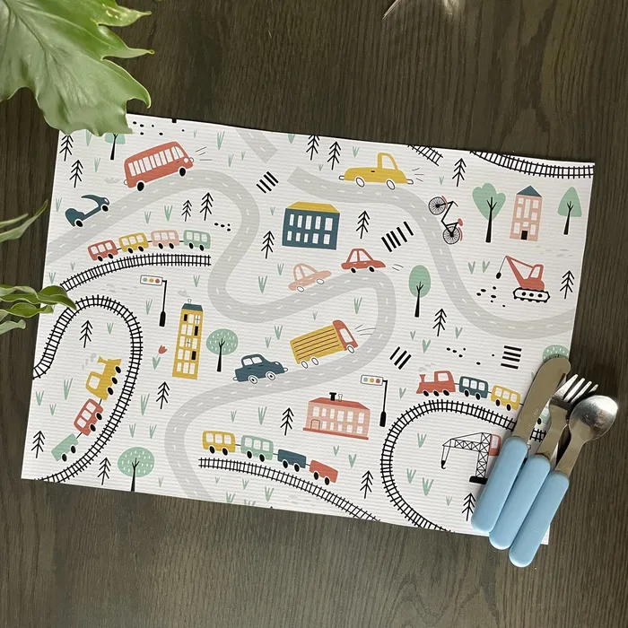 BALI TRADING Necklaces Kids City and Cars Vinyl Placemat
