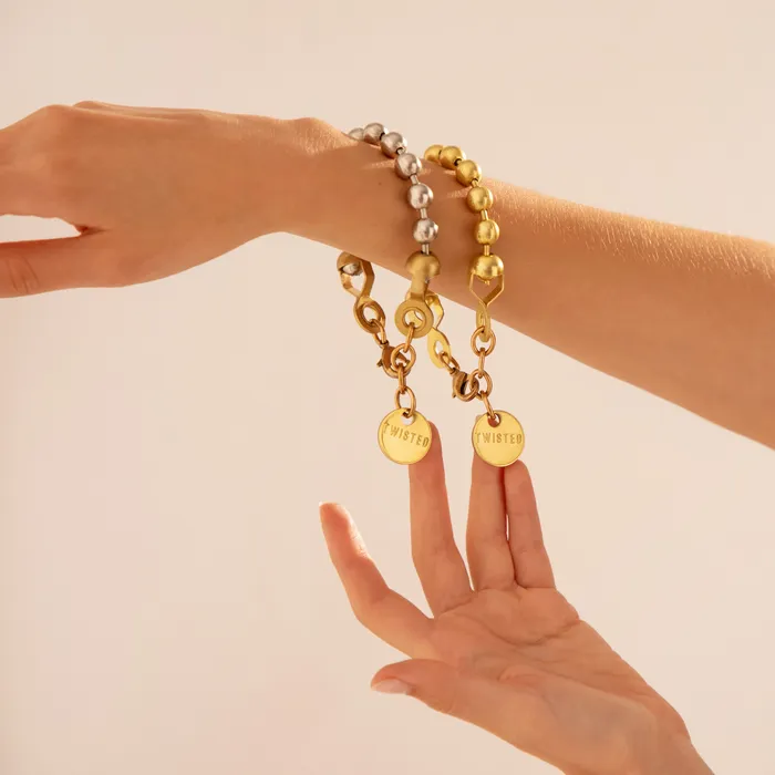 BALL CHAIN Set Twisted Silver Earrings