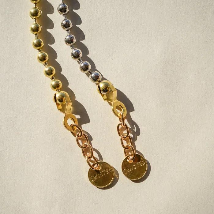 BALL CHAIN Set Twisted Silver Earrings