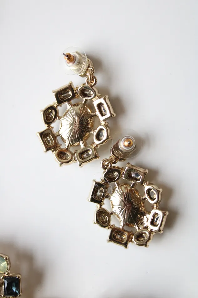 Banana Republic Earrings NEW Banana Republic Green Blue Gray Stone Gold Tone Statement Necklace Earring Set