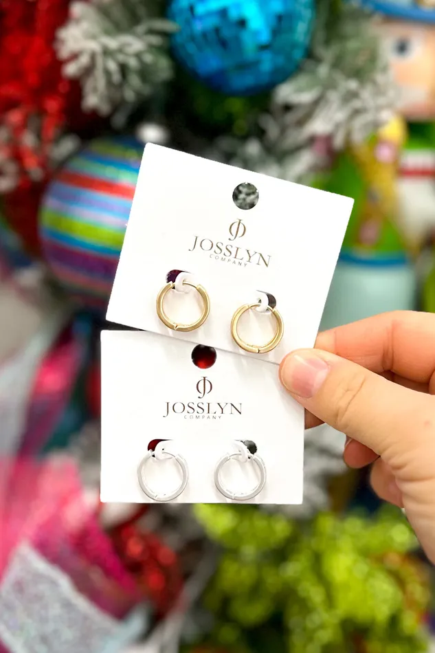 BF DEAL Cutout Checker Hoop Huggie Earring Matte Silver JOSSLYN by Wall to Wall Earrings