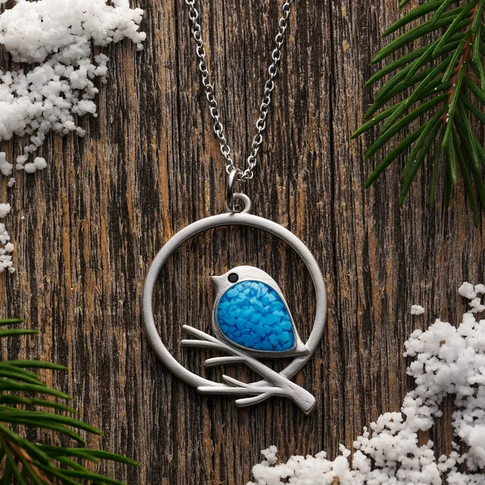 Blue Glass Birdie Branch Necklace Chadds Ford Jewelry Necklaces