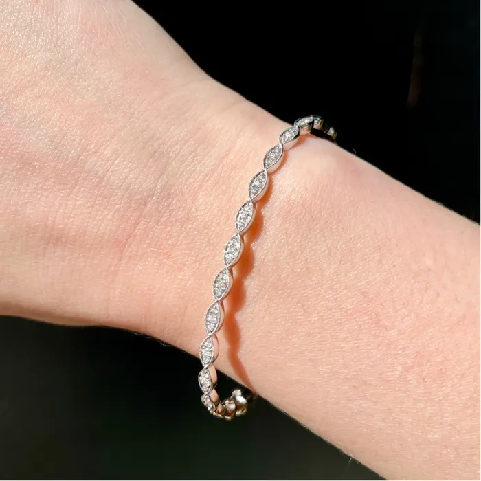 Bracelets 14K White Gold 038 Carat Diamond Bangle Bracelet Diamond South
