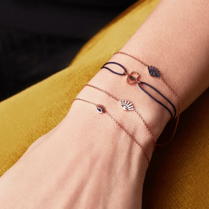 Bracelets Kismet by Milka Evil Eye Slim Chain Bracelet