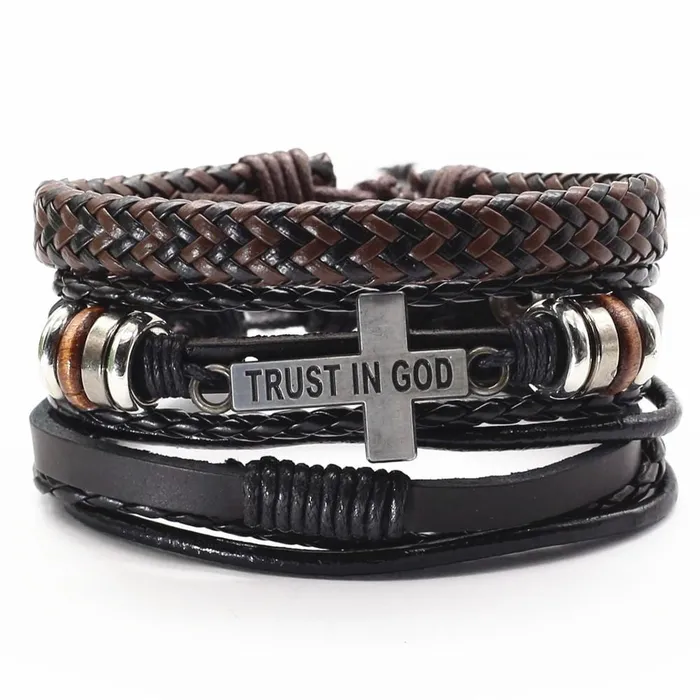 Bracelets Lords Guidance Mens Cross Bracelet br Trust in God 3pcs