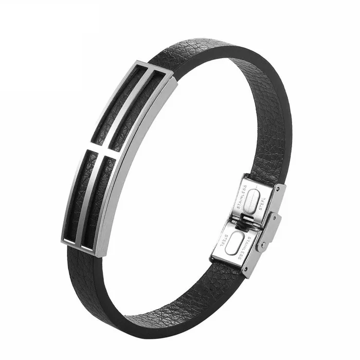 Bracelets Mens Cross Bracelet br Silvered Cross Lords Guidance