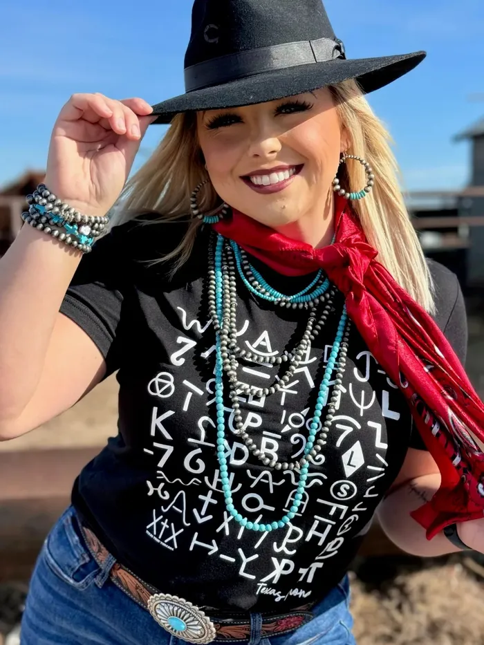 BRANDED IN WHITE INK TEE BLACK TEXAS TRUE THREADS Rings