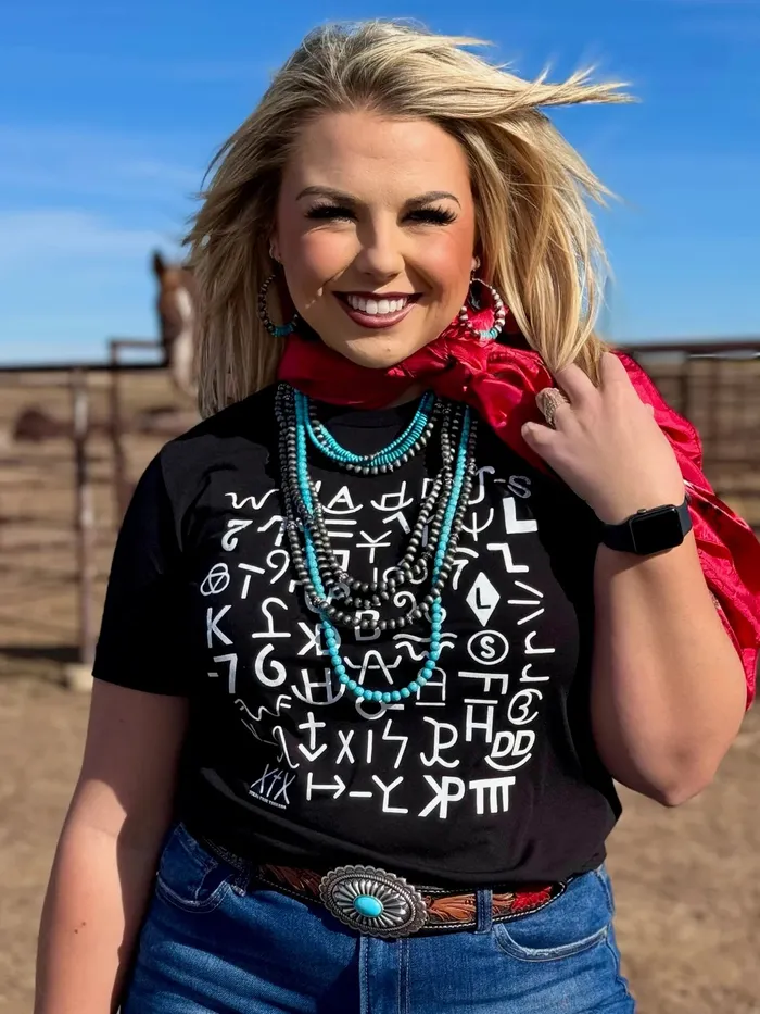 BRANDED IN WHITE INK TEE BLACK TEXAS TRUE THREADS Rings