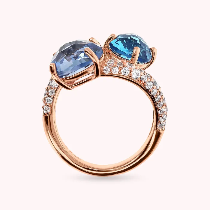 Bronzallure Rings Anello Contrari con Prisma Gem Tonde e Pav di Cubic Zirconia