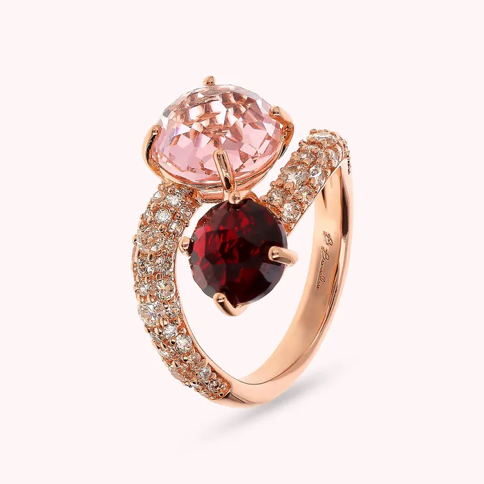 Bronzallure Rings Anello Contrari con Prisma Gem Tonde e Pav di Cubic Zirconia