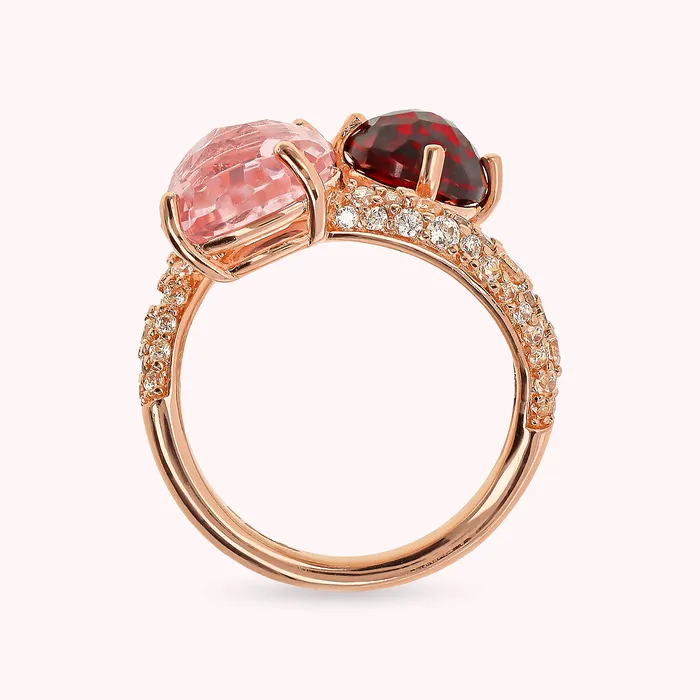 Bronzallure Rings Anello Contrari con Prisma Gem Tonde e Pav di Cubic Zirconia