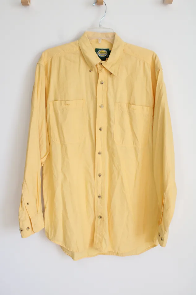 Cabelas Yellow Cotton Button Down Shirt M Tall Cabelas Earrings
