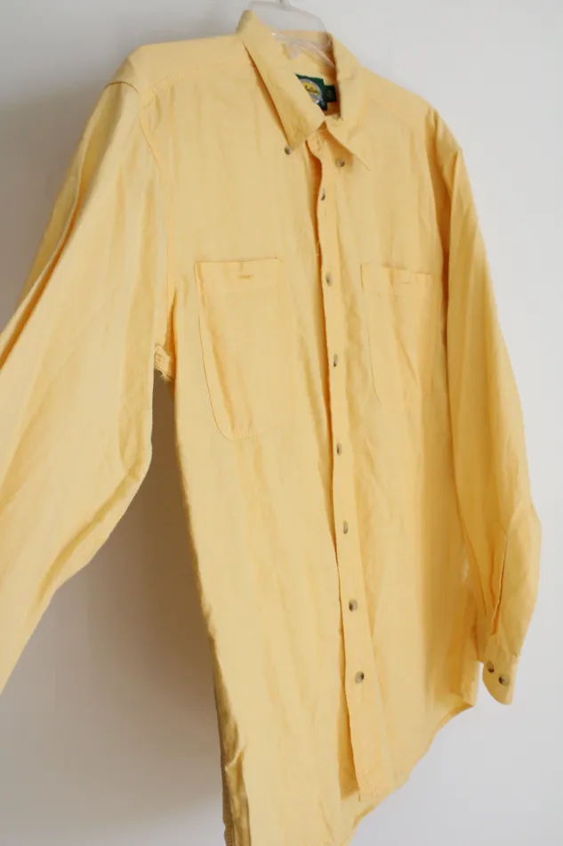 Cabelas Yellow Cotton Button Down Shirt M Tall Cabelas Earrings