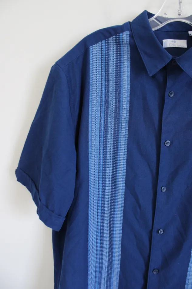 Cafe Luna Rings Cafe Luna Blue Button Down Shirt L