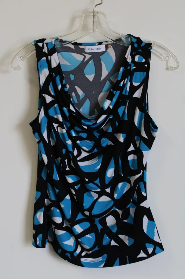 Calvin Klein Black Blue Cowlneck Blouse S Calvin Klein Rings