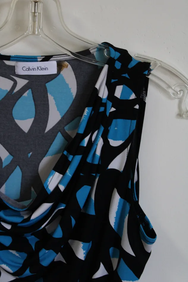 Calvin Klein Black Blue Cowlneck Blouse S Calvin Klein Rings