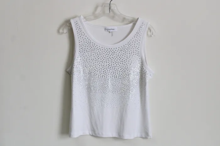 Calvin Klein Rings Calvin Klein White Studded Tank M