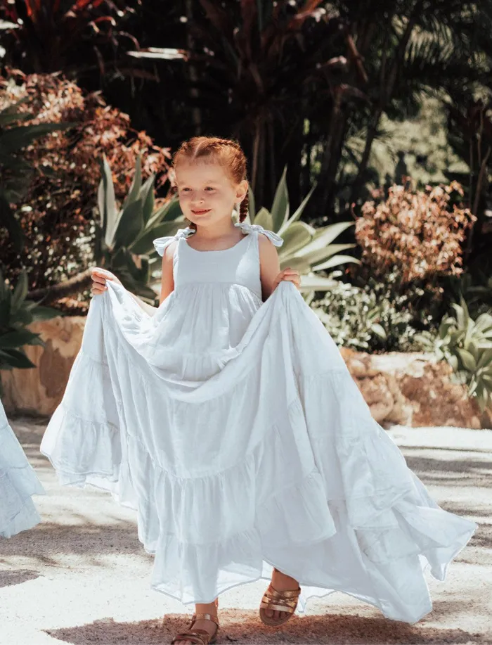 Carmencita Tassel Straps Tie Tiered Singlet Little Girl Dress Erika Pea Necklaces