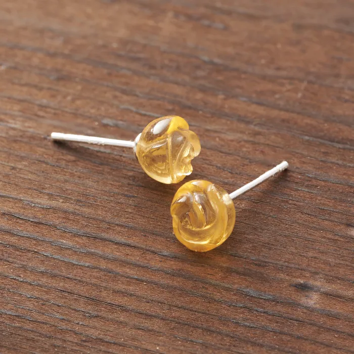 Carved Citrine Rose Studs Chadds Ford Jewelry Earrings