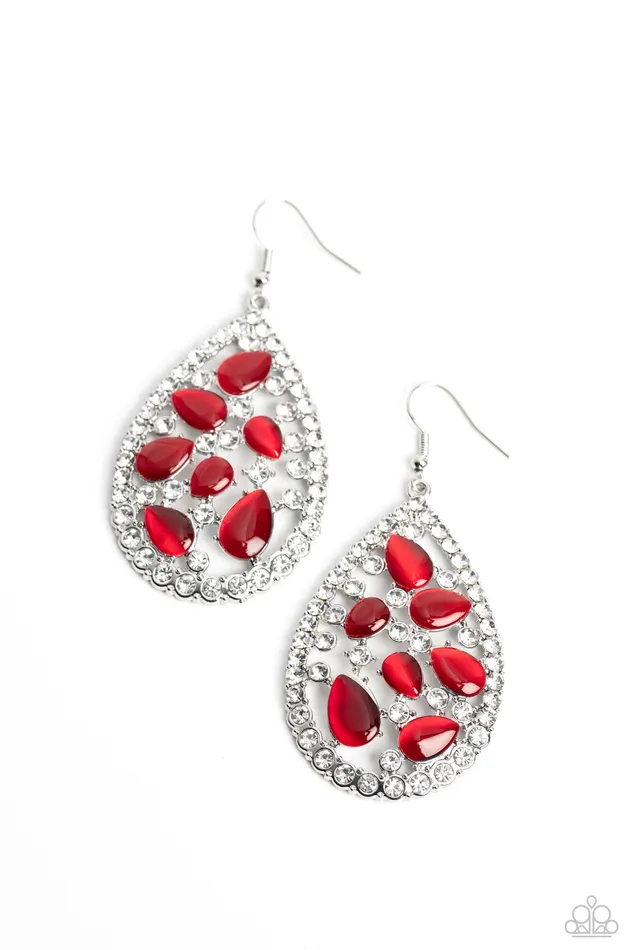 Cats Eye Class Red Paparazzi Accessories Earrings