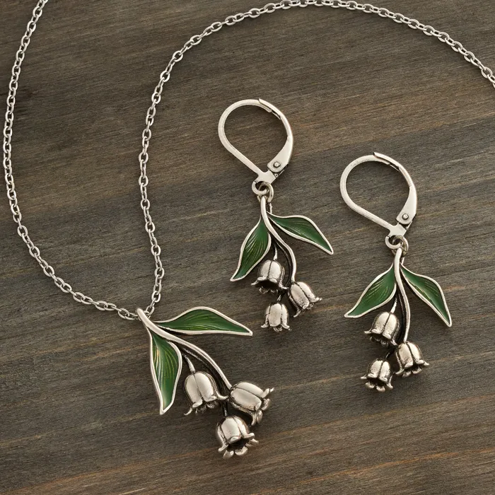Chadds Ford Jewelry Vintage Lily of the Valley Floral Drop Gift Set Earrings