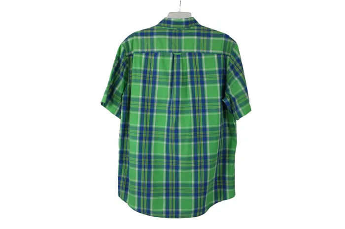 Chaps Chaps Easy Care Green Plaid Shirt L Earrings