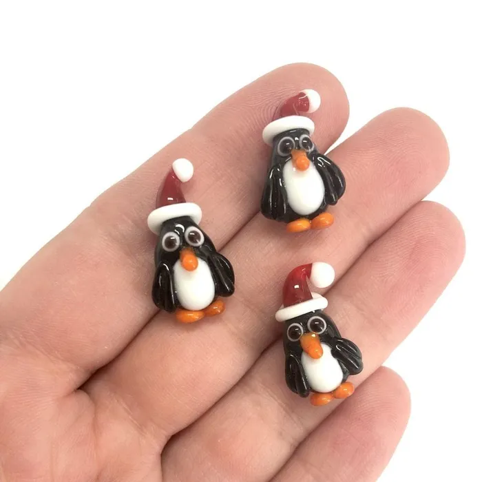Charm Necklaces Hand Made Murano Glass Christmas Penguin Charm Peppy Beads