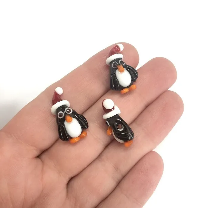 Charm Necklaces Hand Made Murano Glass Christmas Penguin Charm Peppy Beads Charm Necklaces Hand Made Murano Glass Christmas Penguin Charm Peppy Beads