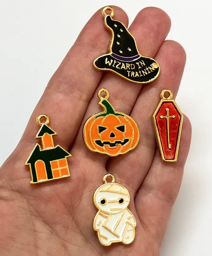 Charm Necklaces Peppy Beads Halloween Mummy Charm 24Kt Gold Plated Halloween Mummy Enamelled Charm Charm Necklaces Peppy Beads Halloween Mummy Charm 24Kt Gold Plated Halloween Mummy Enamelled Charm