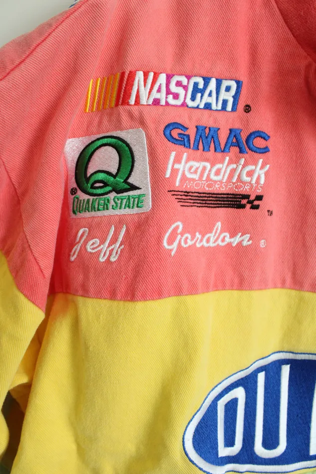Chase Authentics Vintage Du Pont Automotive Rainbow Striped Denim Racing Jacket XL Chase Authentics Earrings