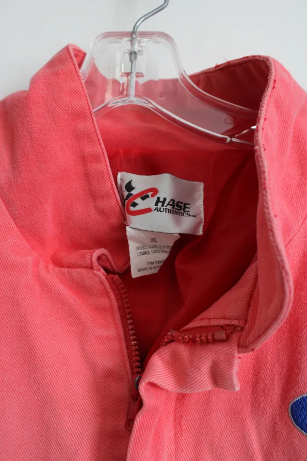 Chase Authentics Vintage Du Pont Automotive Rainbow Striped Denim Racing Jacket XL Chase Authentics Earrings