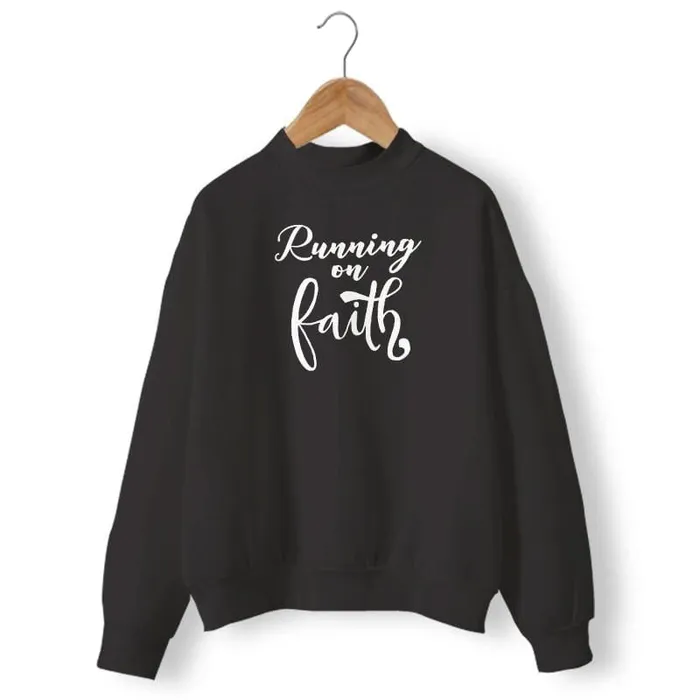 Christian Sweatshirt br Running On Faith Lords Guidance Earrings