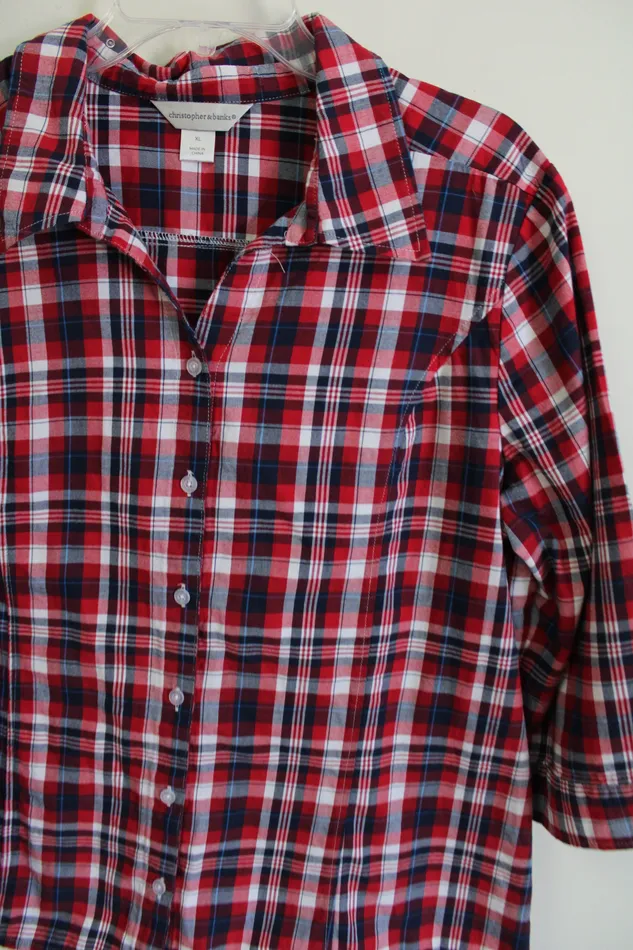 Christopher Banks Cotton Red Plaid Shirt XL Christopher Banks Earrings