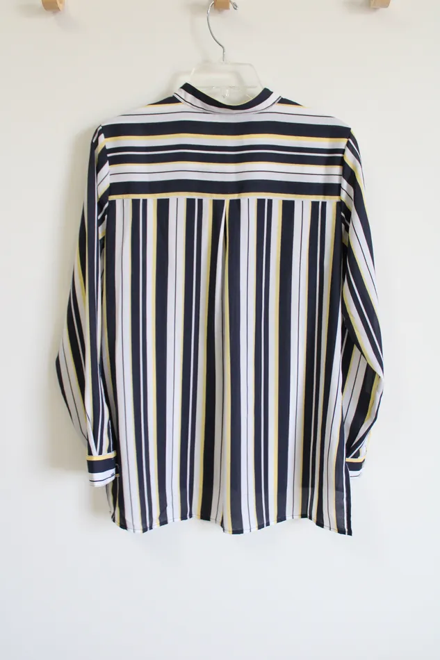 Christopher Banks Navy Blue Yellow Striped Blouse S Christopher Banks Rings