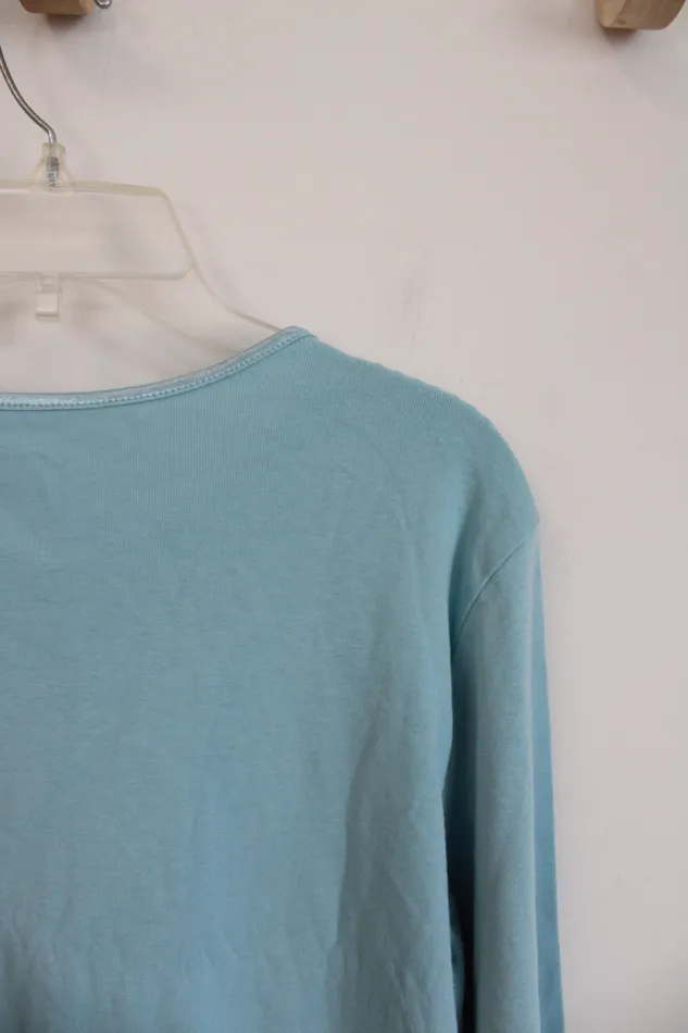 Christopher Banks Solid Teal Long Sleeved Top L Christopher Banks Earrings