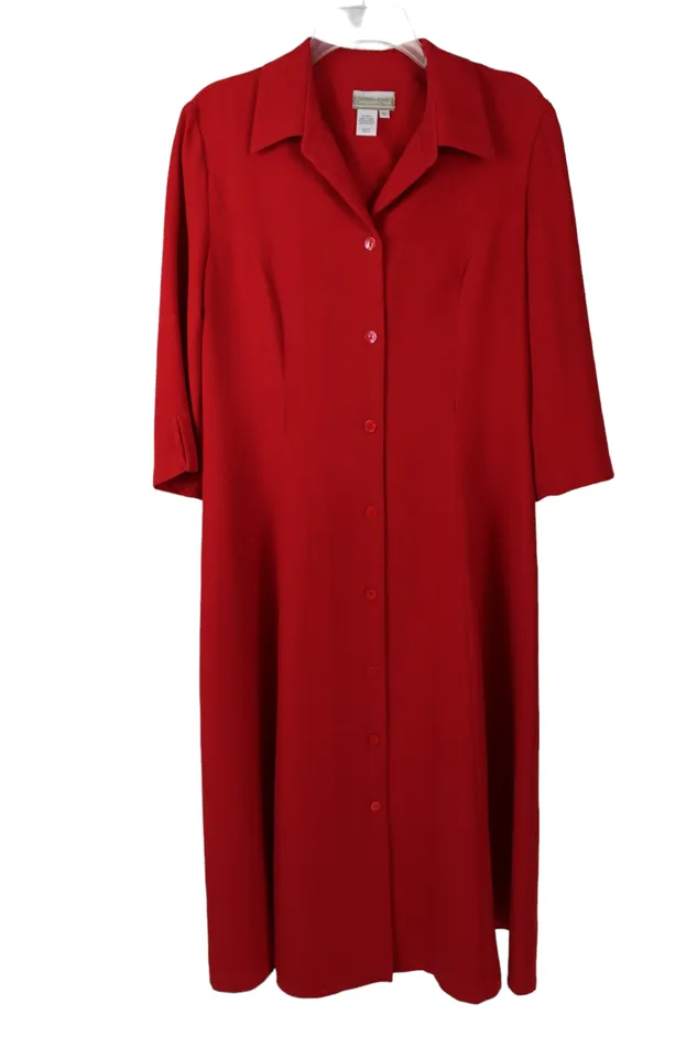 Coldwater Creek Red Button Down Maxi Dress 12 Coldwater Creek Earrings